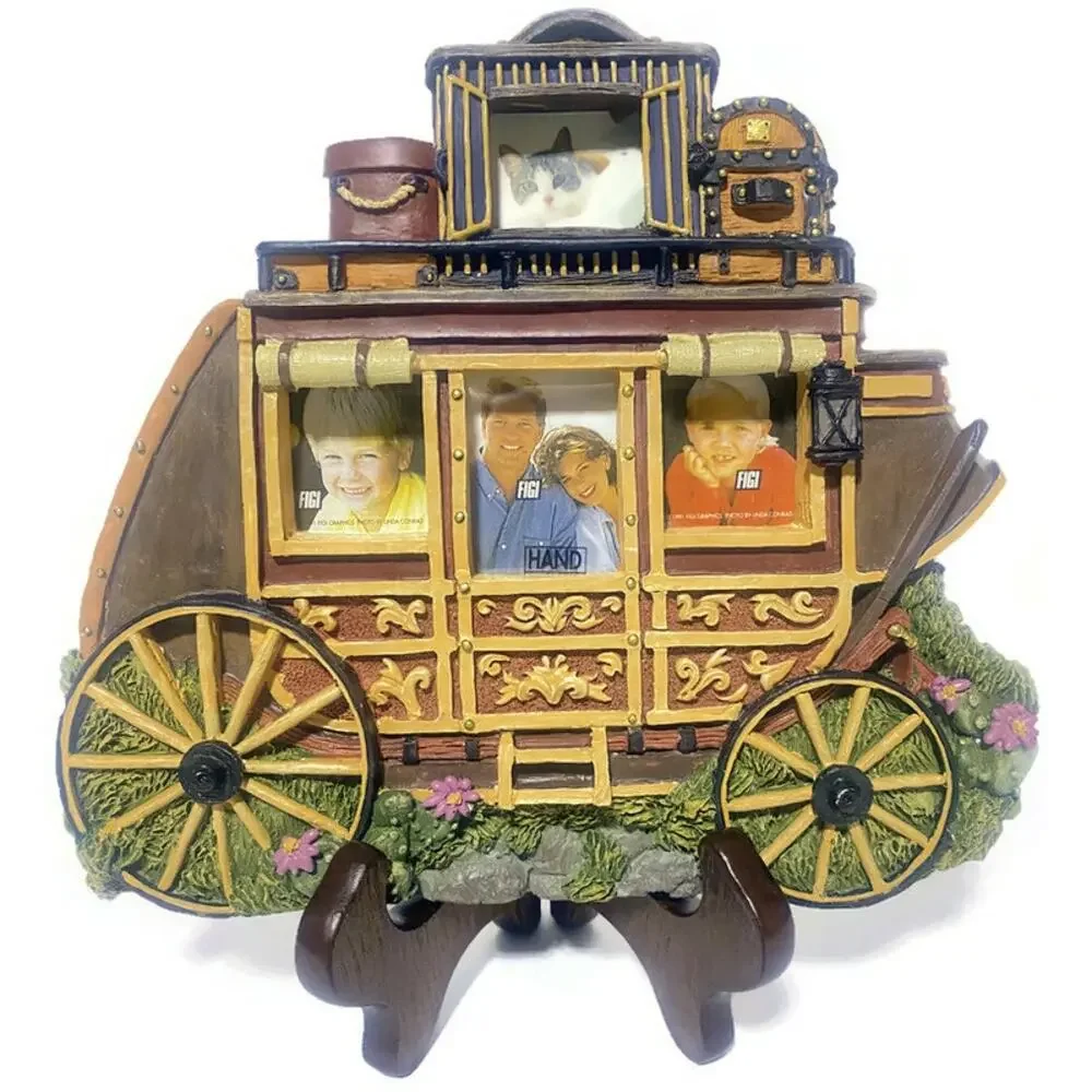 Figi Graphics Stagecoach Western Wagon Picture Frame Holds 4 Photos 7.5 x 8.5